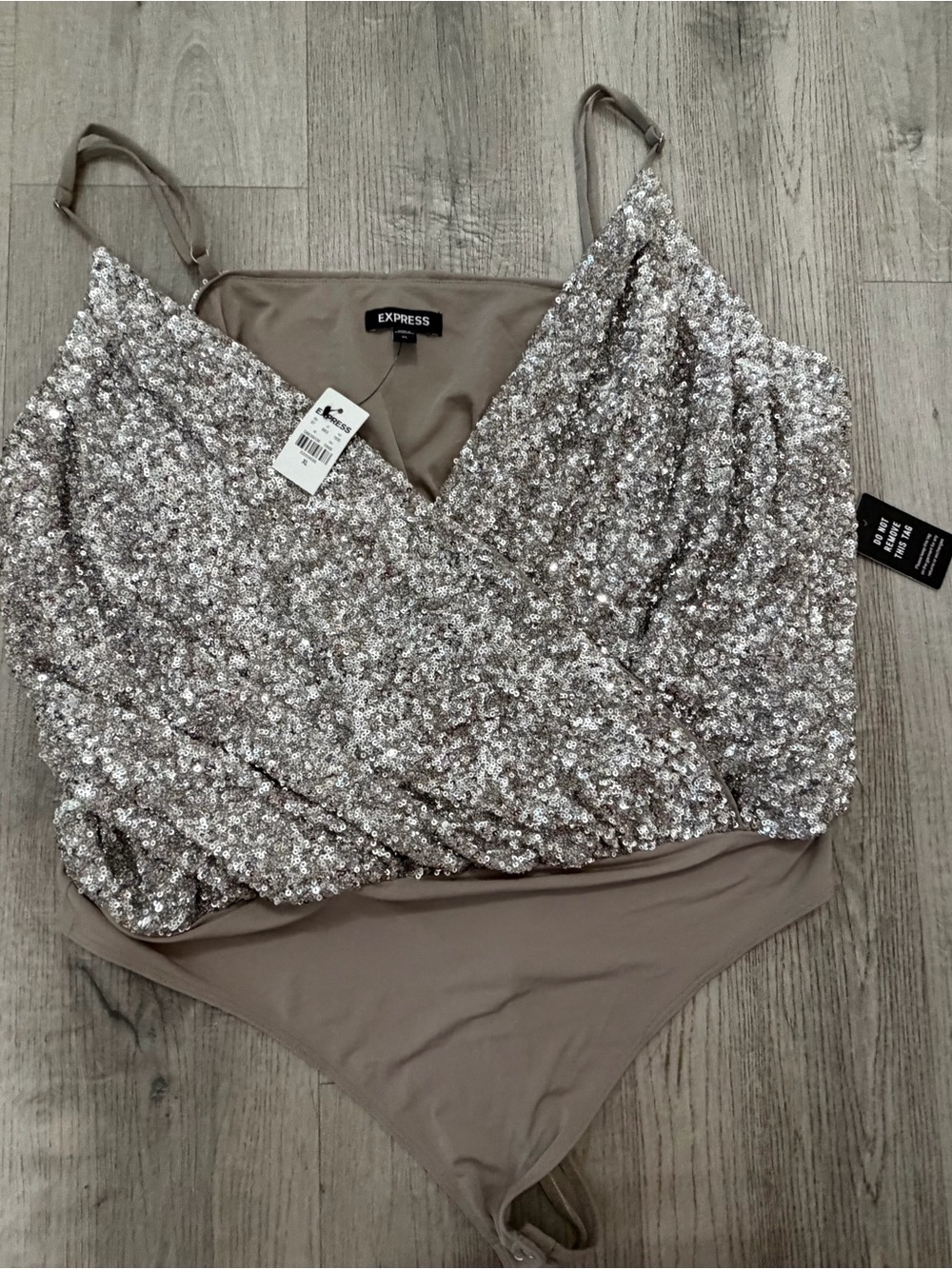 Express Sequin Wrap Bodysuit